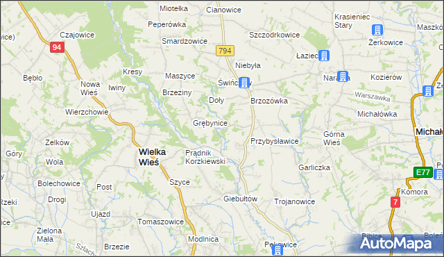 mapa Korzkiew, Korzkiew na mapie Targeo