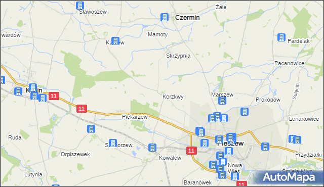 mapa Korzkwy, Korzkwy na mapie Targeo