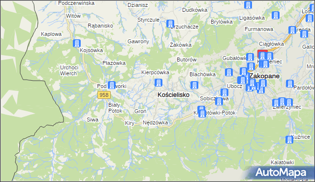 mapa Kościelisko, Kościelisko na mapie Targeo