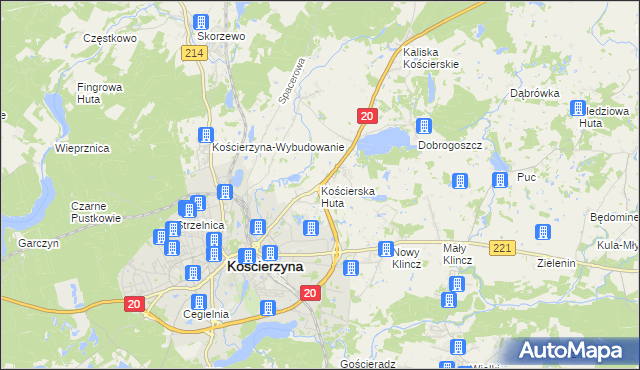 mapa Kościerska Huta, Kościerska Huta na mapie Targeo