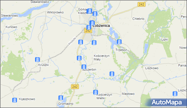 mapa Kościerzyn Mały, Kościerzyn Mały na mapie Targeo