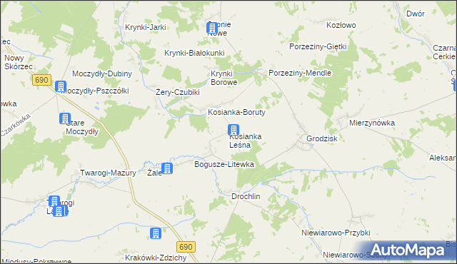 mapa Kosianka Leśna, Kosianka Leśna na mapie Targeo