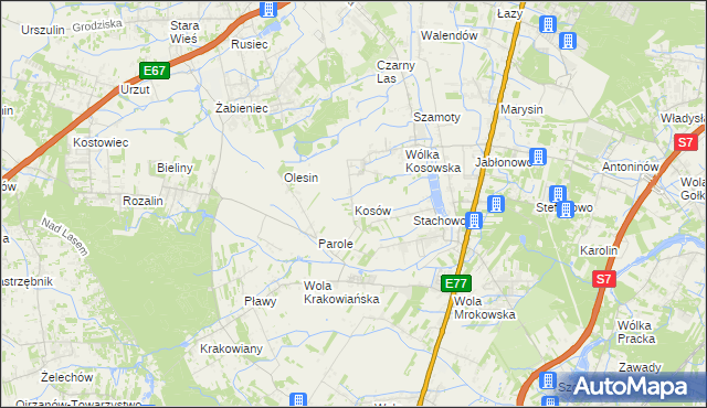 mapa Kosów gmina Lesznowola, Kosów gmina Lesznowola na mapie Targeo