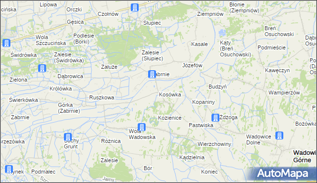 mapa Kosówka gmina Wadowice Górne, Kosówka gmina Wadowice Górne na mapie Targeo