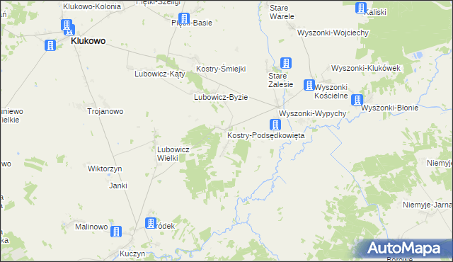 mapa Kostry-Podsędkowięta, Kostry-Podsędkowięta na mapie Targeo