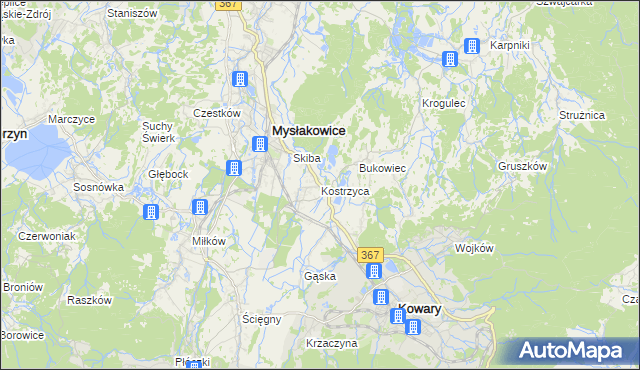 mapa Kostrzyca, Kostrzyca na mapie Targeo