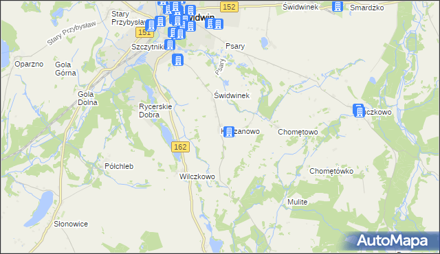 mapa Koszanowo gmina Brzeżno, Koszanowo gmina Brzeżno na mapie Targeo