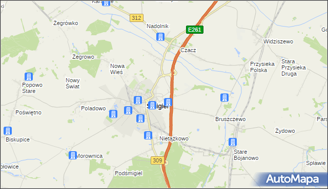mapa Koszanowo gmina Śmigiel, Koszanowo gmina Śmigiel na mapie Targeo