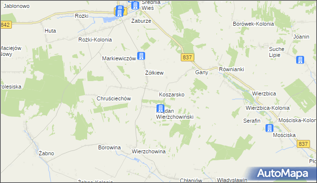 mapa Koszarsko, Koszarsko na mapie Targeo
