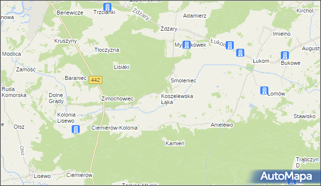 mapa Koszelewska Łąka, Koszelewska Łąka na mapie Targeo