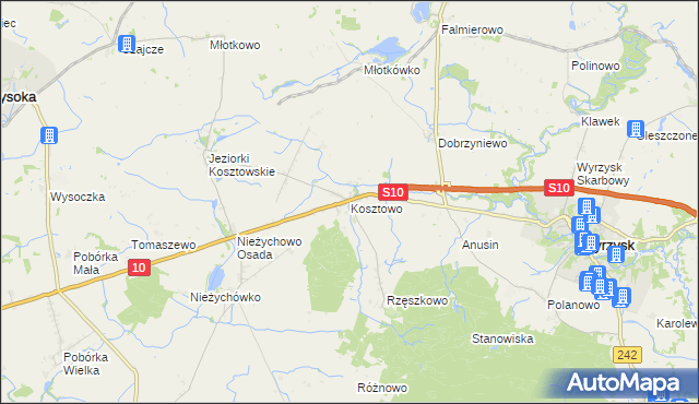 mapa Kosztowo, Kosztowo na mapie Targeo