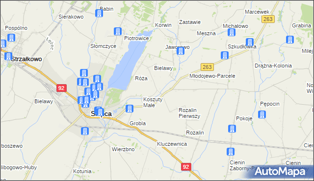 mapa Koszuty-Parcele, Koszuty-Parcele na mapie Targeo