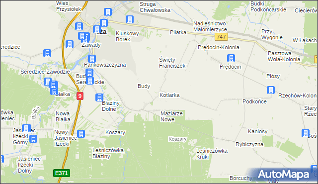 mapa Kotlarka gmina Iłża, Kotlarka gmina Iłża na mapie Targeo