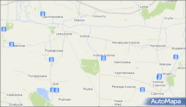 mapa Kotlice-Kolonia, Kotlice-Kolonia na mapie Targeo