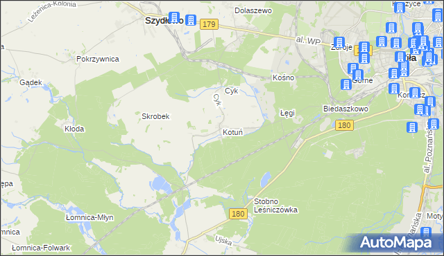 mapa Kotuń gmina Szydłowo, Kotuń gmina Szydłowo na mapie Targeo