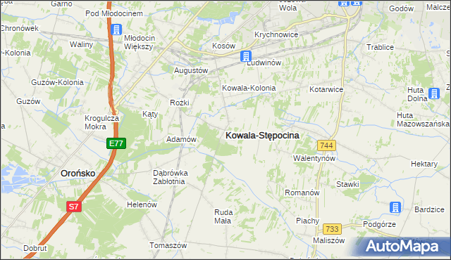 mapa Kowala-Stępocina, Kowala-Stępocina na mapie Targeo