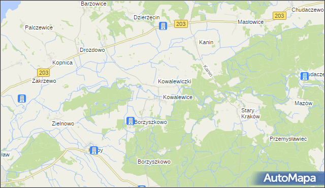 mapa Kowalewice gmina Darłowo, Kowalewice gmina Darłowo na mapie Targeo