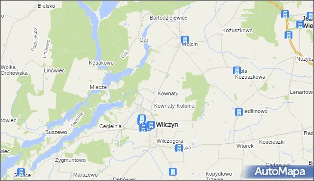 mapa Kownaty gmina Wilczyn, Kownaty gmina Wilczyn na mapie Targeo