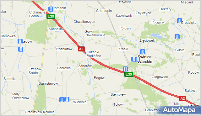 mapa Kozanki Wielkie, Kozanki Wielkie na mapie Targeo