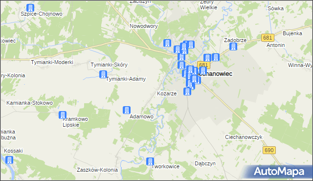 mapa Kozarze, Kozarze na mapie Targeo