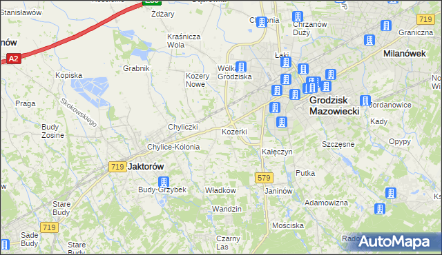 mapa Kozerki, Kozerki na mapie Targeo