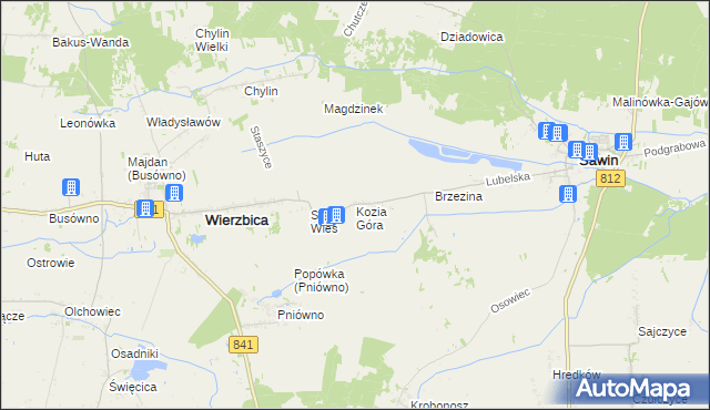 mapa Kozia Góra gmina Wierzbica, Kozia Góra gmina Wierzbica na mapie Targeo