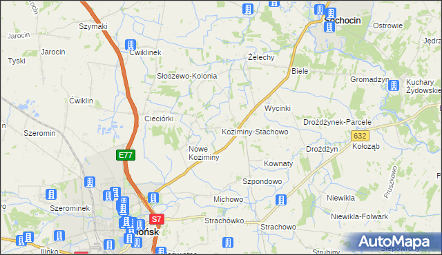 mapa Koziminy-Stachowo, Koziminy-Stachowo na mapie Targeo