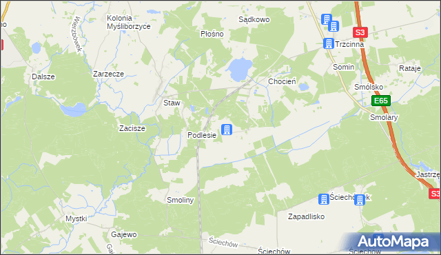 mapa Kozin gmina Lubiszyn, Kozin gmina Lubiszyn na mapie Targeo