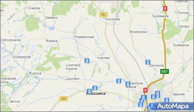 mapa Koziniec gmina Ząbkowice Śląskie, Koziniec gmina Ząbkowice Śląskie na mapie Targeo