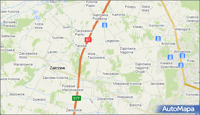 mapa Kozinki, Kozinki na mapie Targeo