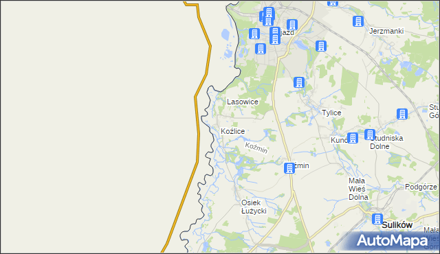 mapa Koźlice gmina Zgorzelec, Koźlice gmina Zgorzelec na mapie Targeo