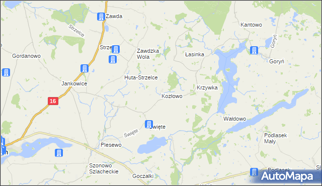 mapa Kozłowo gmina Łasin, Kozłowo gmina Łasin na mapie Targeo