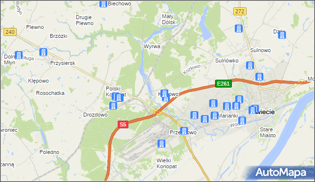 mapa Kozłowo gmina Świecie, Kozłowo gmina Świecie na mapie Targeo