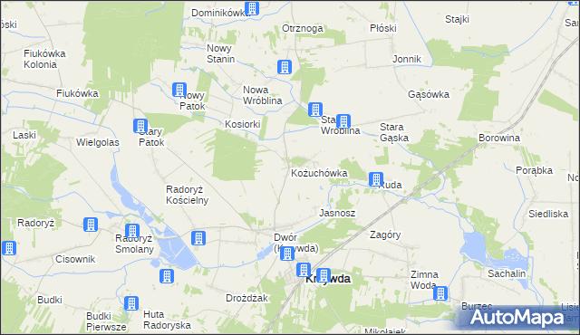 mapa Kożuchówka, Kożuchówka na mapie Targeo