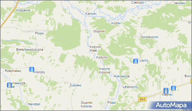 mapa Kożyno, Kożyno na mapie Targeo
