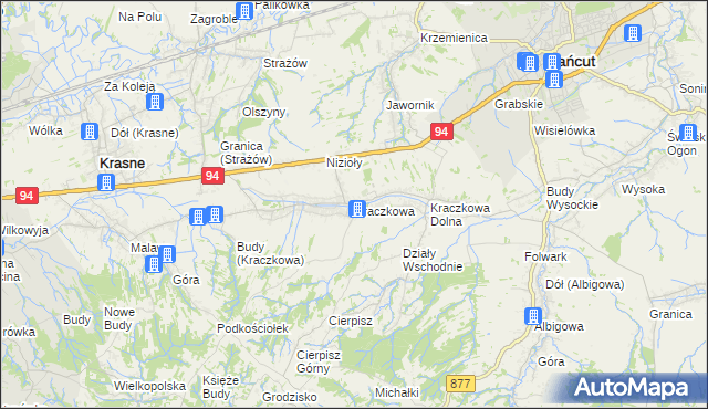 mapa Kraczkowa, Kraczkowa na mapie Targeo