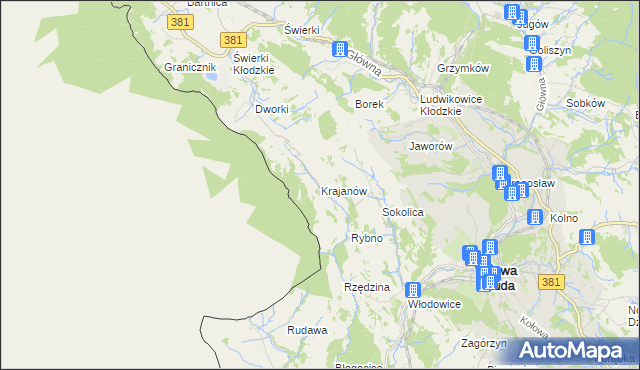 mapa Krajanów, Krajanów na mapie Targeo