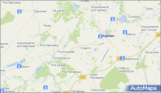 mapa Krajenki, Krajenki na mapie Targeo