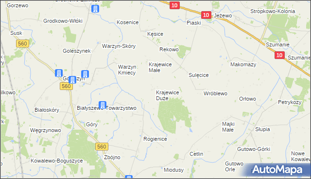 mapa Krajewice Duże, Krajewice Duże na mapie Targeo