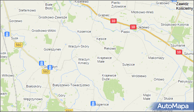 mapa Krajewice Małe, Krajewice Małe na mapie Targeo