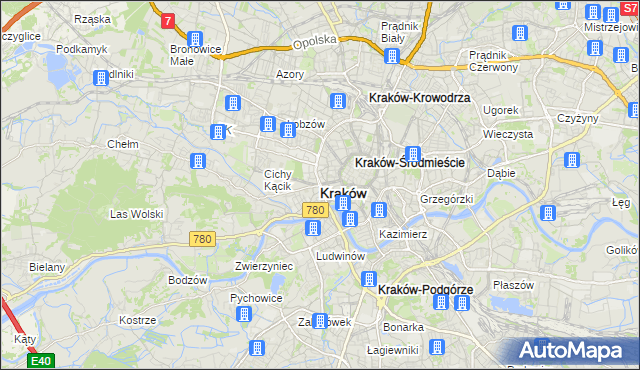 mapa Krakowa, Kraków na mapie Targeo