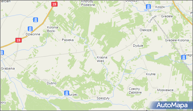 mapa Krasna Wieś, Krasna Wieś na mapie Targeo