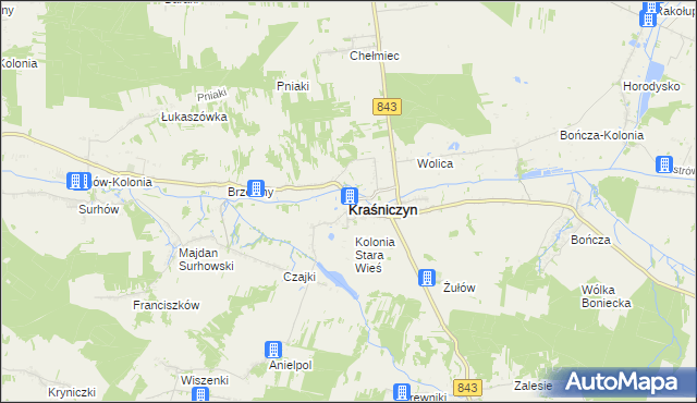 mapa Kraśniczyn, Kraśniczyn na mapie Targeo