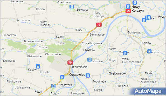 mapa Kraśniów, Kraśniów na mapie Targeo