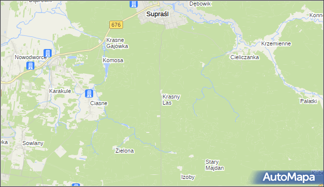 mapa Krasny Las, Krasny Las na mapie Targeo