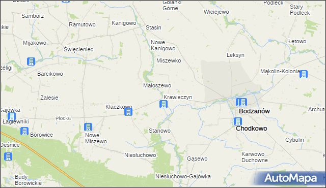 mapa Krawieczyn, Krawieczyn na mapie Targeo