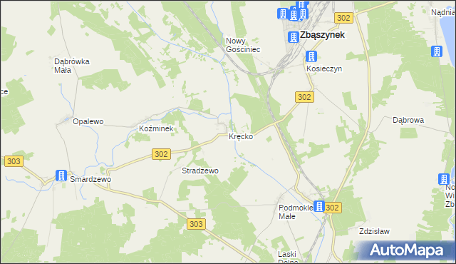 mapa Kręcko, Kręcko na mapie Targeo