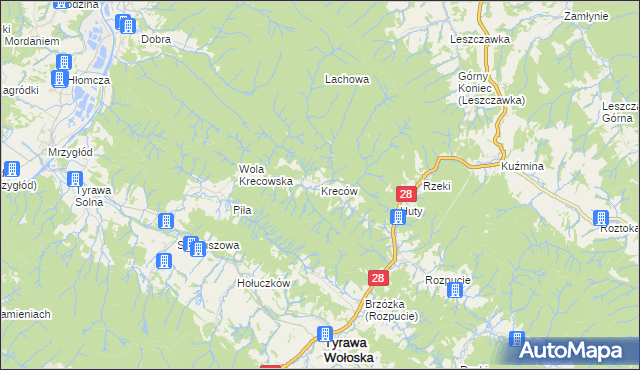 mapa Kreców, Kreców na mapie Targeo