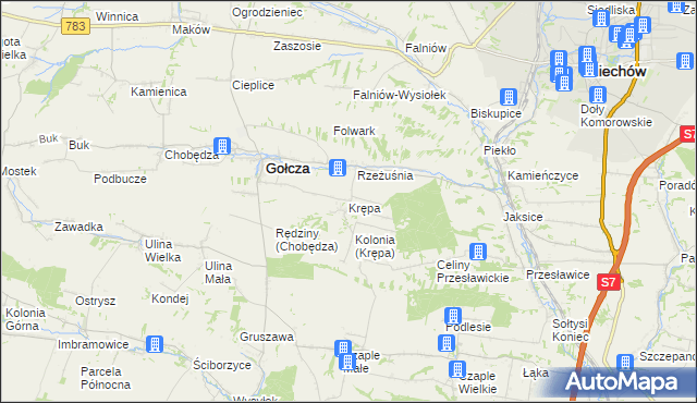 mapa Krępa gmina Gołcza, Krępa gmina Gołcza na mapie Targeo