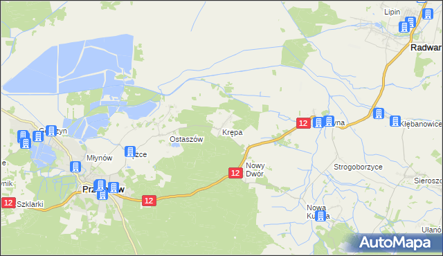 mapa Krępa gmina Przemków, Krępa gmina Przemków na mapie Targeo